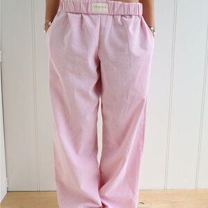 Pink Striped Wide-Leg Pants